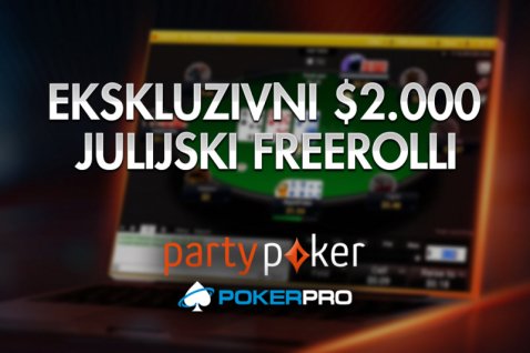 $2.000 v partypoker ekskluzivnih freerollih za PokerProjevce!