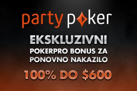 Ekskluzivni PokerPro bonus za ponovno nakazilo na partypokru!