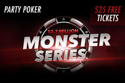PartyPoker novim igralcem podarja $25 vstopnic za Monster turnirsko serijo!
